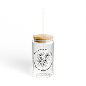 Eco-Friendly Sipper Glass: 16oz Tempered Glass with Bamboo Lid