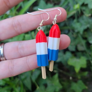Popsicle Dangle Earrings | 4th of July | Patriotic | Rocket Pop | Red, White and Blue | Accessories