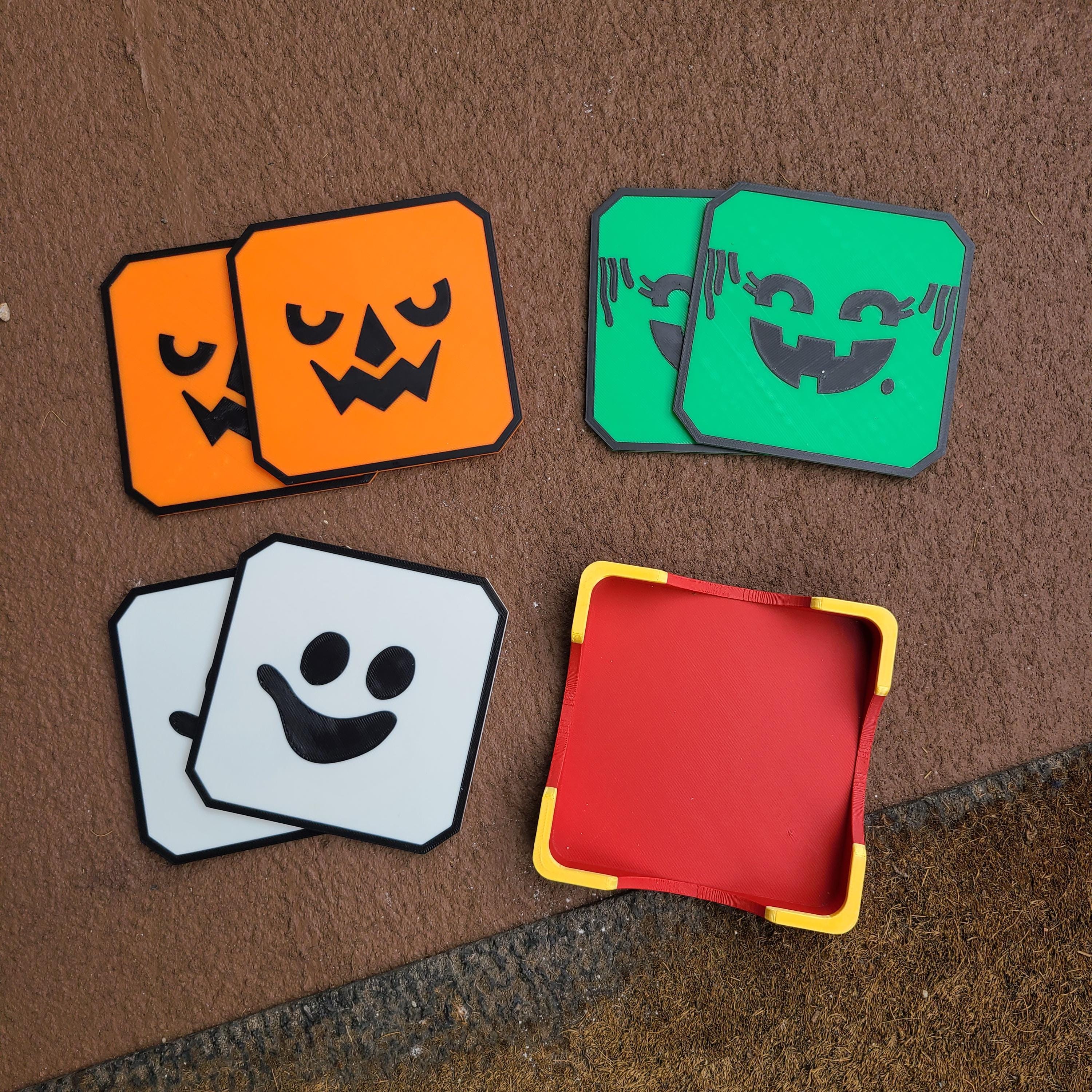 3D Printed Halloween Bucket Coasters: Novelty Drinkware, Set of 6 - Etsy