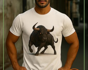 T-shirt taureau féroce – T-shirt vintage à imprimé animal pour homme