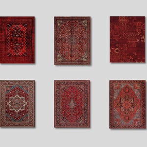 Persian Indian Digital Carpet, Instant Download, Red Persian Carpet ...