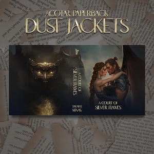 May include: A book cover for "A Court of Silver Flames" by Sarah J. Maas. The cover features a couple embracing, with a dark background and the title in gold lettering. The book is a paperback.