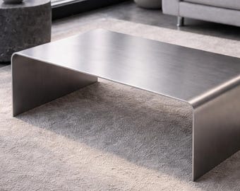 Tavolino da caffè a cascata in acciaio inossidabile spazzolato fatto a mano - Design moderno e minimalista