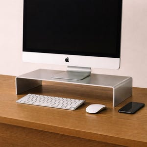 Suporte para monitor em aço inoxidável escovado | Elevador de mesa minimalista