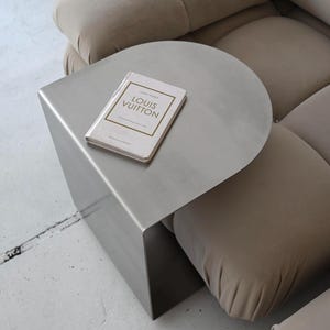 Handmade C-Shaped Stainless Steel Side Table: Modern Minimalist Sofa Table