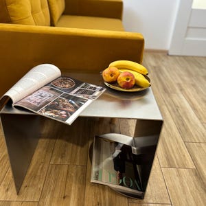 Handmade Stainless Steel Side Table: Modern Minimalist End Table