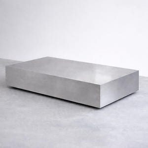 Handgjort soffbord i borstad aluminium, 5 mm aluminium, solid minimalistisk blockdesign