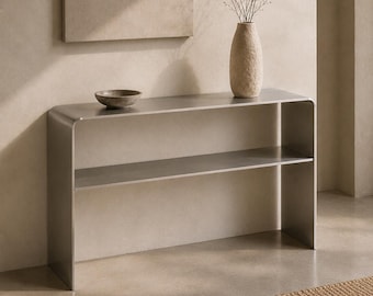 Mesa consola de acero inoxidable cepillado / Mesa de recibidor escultural minimalista
