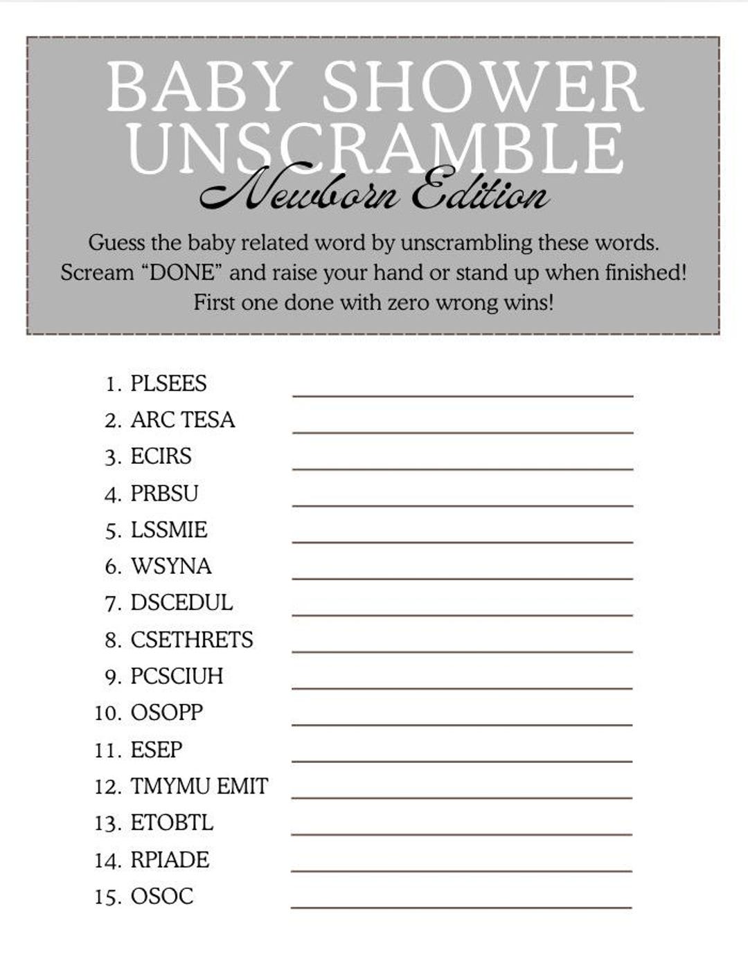 Printable Baby Shower Game Bundle (black and White) | Fun, Budget
