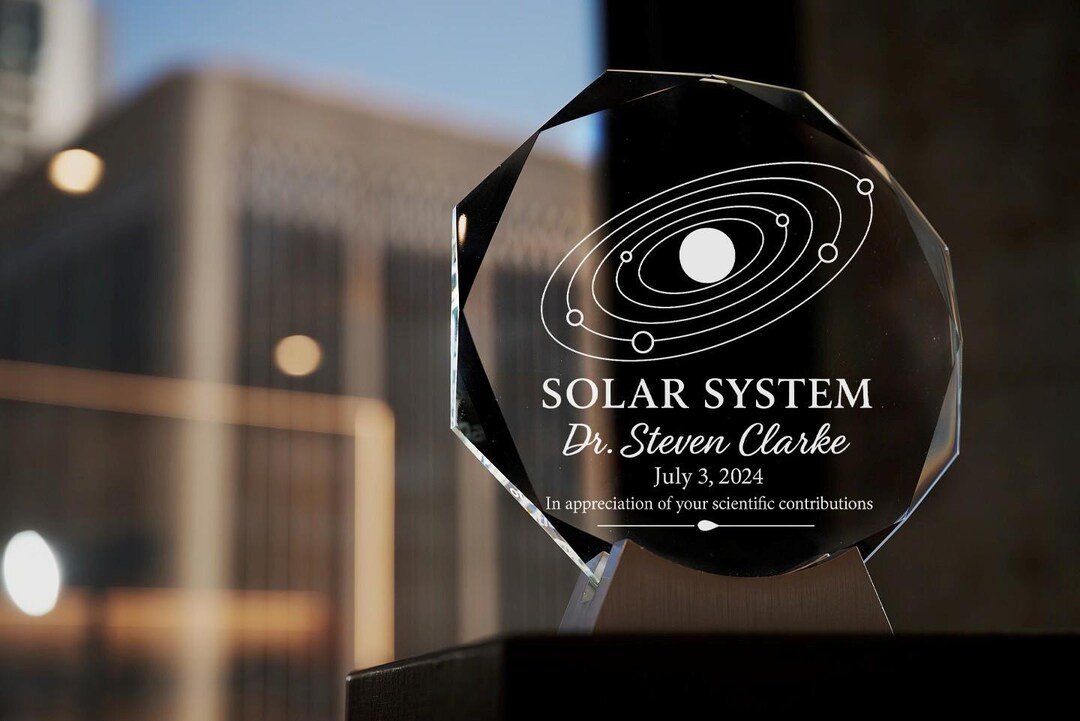Personalized Solar System Crystal Trophy – Custom Engraved Science ...
