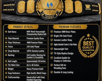 WWF Winged Eagle World Heavyweight Championship Replica Belt Adult Size 4MM Brass Plates