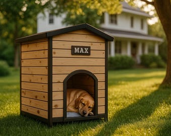 DIY Wooden Dog House Kit: Weatherproof Wooden Pet Shelter for Small to XXL Dogs