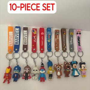 10er-Pack 3D-Zeichentrickfiguren-Schlüsselanhänger - Anime & Animation inspirierte Schlüsselanhänger - Niedliche Geschenkset-Idee