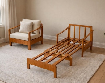 Sofá cama modular de madera maciza para armar uno mismo / Diseño que ahorra espacio ''¡Archivo digital!''