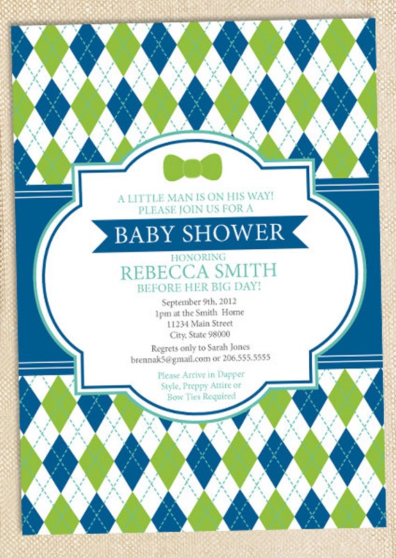 Items similar to Preppy Bowtie Baby Shower invitation set of 12 on Etsy