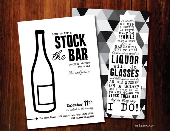 stock the bar invitations digital file by polkaprints cards