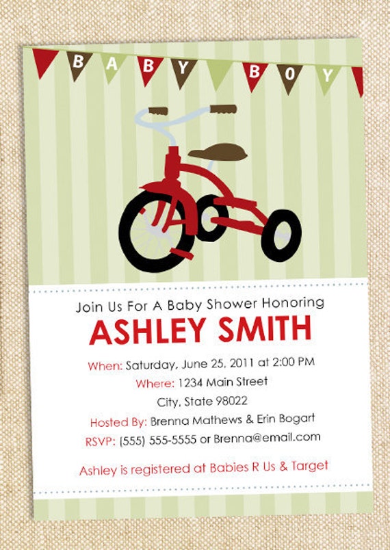 Items similar to Tricycle Baby shower invitations set of 12 on Etsy