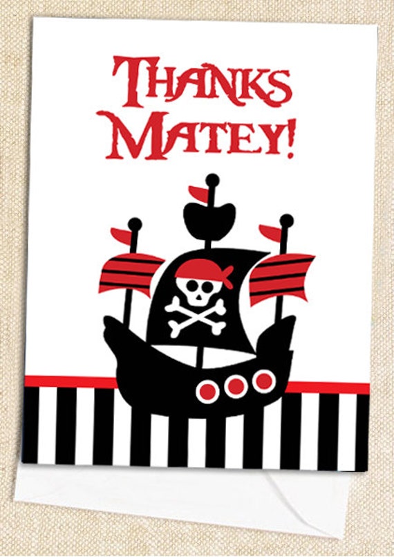 Items similar to PIRATE Thank You Cards - set of 15 on Etsy