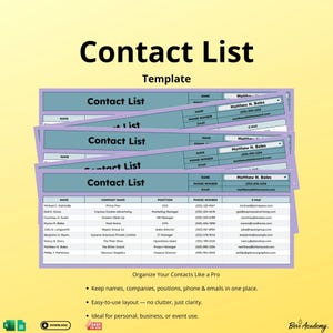 Google Sheets Contact List Template: CRM Spreadsheet, Address Book