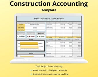 Contractor Budget Tracker, Construction Accounting & Expense Spreadsheet,Google Sheets Template