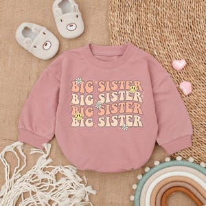 Big Sister Bubble Romper, Pregnancy Announcement For Baby, Newborn Romper, Baby Bodysuit, Sister Baby Shirt, Baby Clothes, Baby Romper
