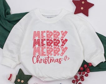 Baby's First Christmas Romper, Festive Holiday Outfit