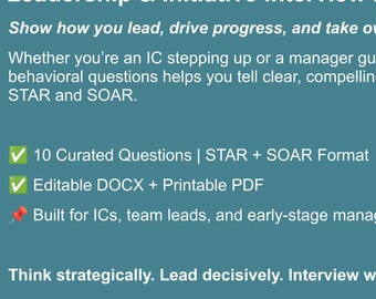 Pakiet ćwiczeń na rozmowę kwalifikacyjną STAR/SOAR Leadership & Initiative (10 pytań)