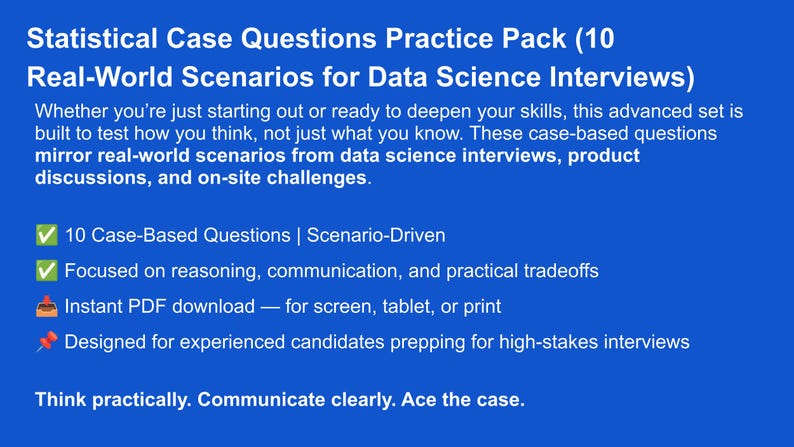 Statistical Case Questions Practice Pack (10 Real-world Scenarios for ...