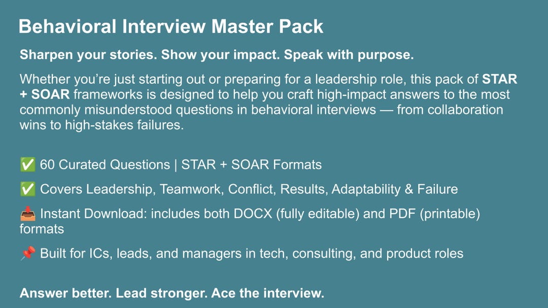 STAR + SOAR Frameworks | Behavioral Interview Master Pack (60 Questions ...