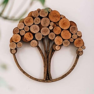 Handcrafted Wooden Tree Wall Art – Rustic Nature-Inspired Decor – Eco-Friendly Home Art