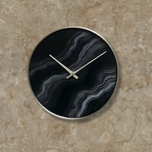 Handmade Black Marble Epoxy Wall Clock | Elegant Modern Design for Home Decor | Epoxy Resin Wall Clock