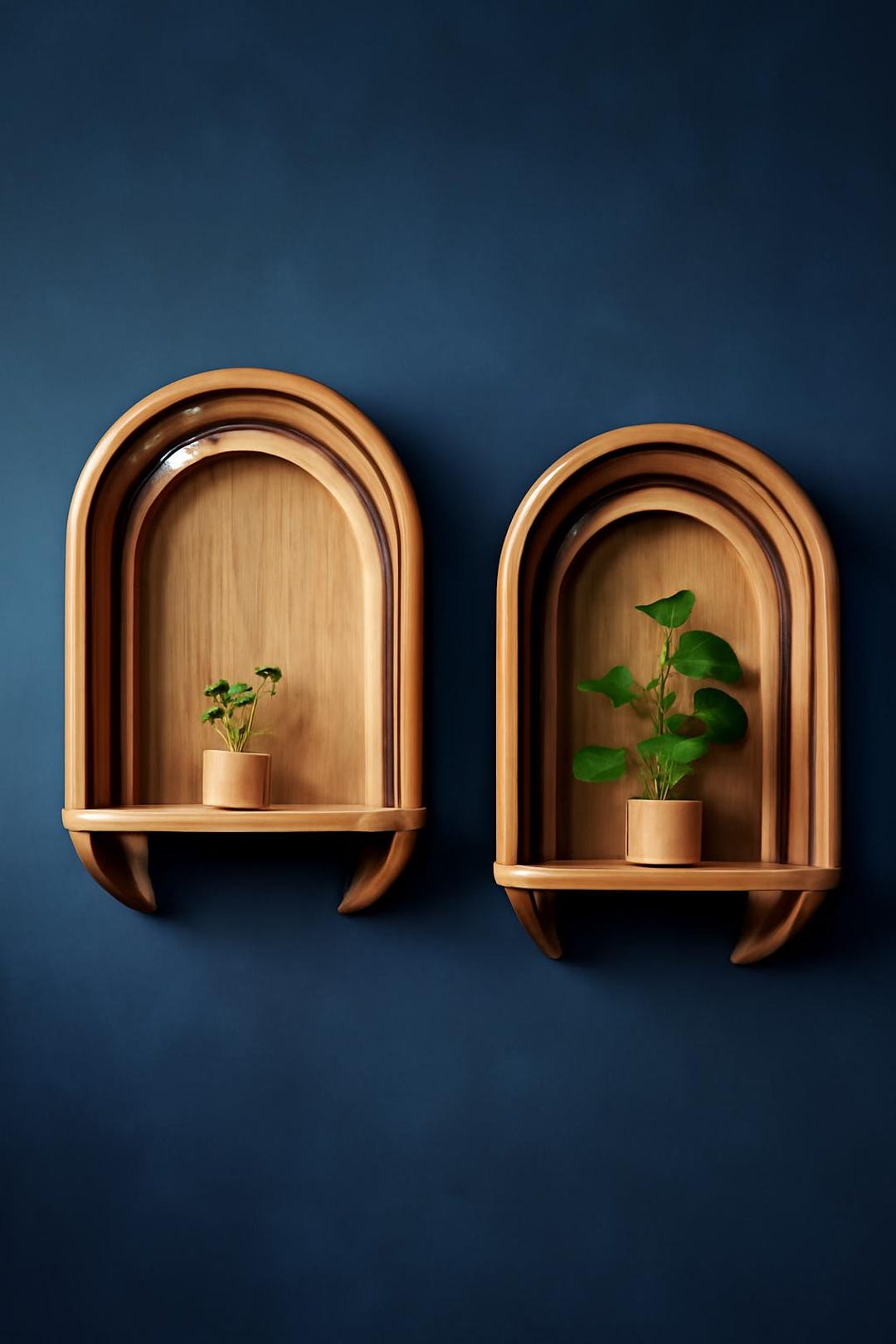 Arched Wooden Wall Shelf – Elegant Home Wall Decor – Floating Arched ...