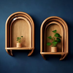 Arched Wooden Wall Shelf – Elegant Home Wall Decor – Floating Arched Pair Shelf