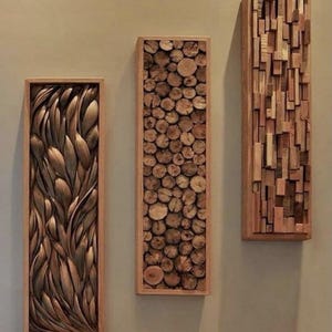 Handgefertigte Holzwandkunst - Rustikale, moderne Wohnkultur - Abstrakte Holzkunst