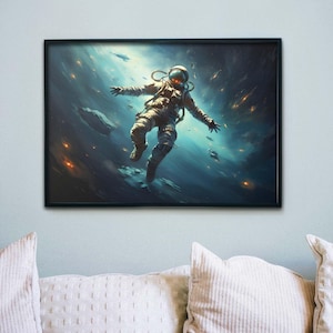 Astronaut Space Poster – Sci-Fi Wall Art, Floating in Space Print, Galaxy Decor – Space Themed Wall Art, Cosmic Exploration Print