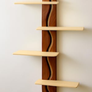 Mensola da parete moderna in legno – Mensola galleggiante in legno – Design curvo ed elegante per soggiorno e ufficio