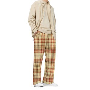 Unisex Wide-Leg Plaid Pants – Unisex Soft Flannel Style – Loose Leg Street Style Bottoms