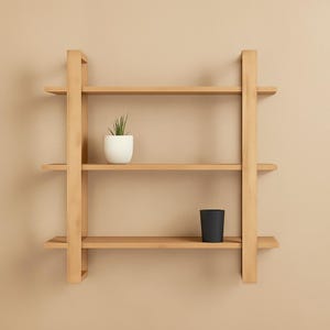 Minimalist Wooden Floating Shelf – 3-Tier Modern Wall Storage – Perfect for Plants & Decorative Items