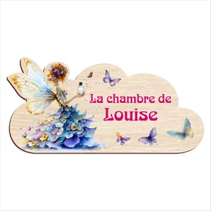 Targa in legno fatta a mano per la camera della bambina con nome personalizzato, decorazione a forma di fata, regalo per nascite, compleanni