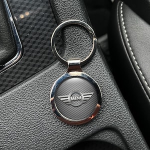 Mini Cooper S Custom Keychain | Premium Metal Key Fob with Leather Loop | Gift for Car Enthusiasts | Unique Keyring for British Iconic Fans