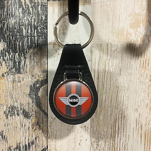 Mini Cooper Convertible Keychain | Durable Leather and Metal Key Fob | Personalized Gift for Him or Her | Fun and Stylish Auto Accessory