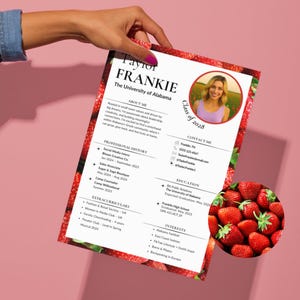 de club d'étudiantes aux fraises | CV avec photo, lettre de motivation sororité, tableau d'ambiance, carte de visite urgente, mot de remerciement PNM