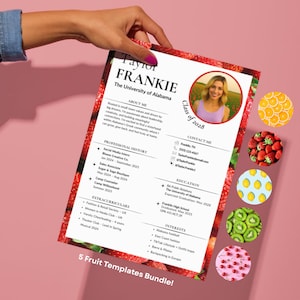 Modèle de toile de sororité Cherry | CV avec photo, lettre de motivation sororité, tableau d'ambiance, carte de visite urgente, mot de remerciement PNM