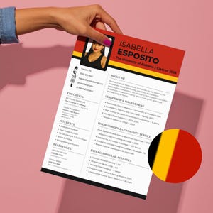 de club d'étudiantes rouge, jaune et noir | CV avec photo, lettre de motivation sororité, moodboard, carte de visite urgente, merci