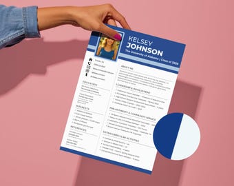 Blue Sorority Canva Template | Sorority Resume with Photo, Sorority Cover Letter, Mood Board, Rush Business Card, PNM Thank You