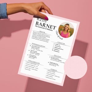 Modèle de toile rose pastel sororité | CV avec photo, lettre de motivation sororité, tableau d'ambiance, carte de visite urgente, mot de remerciement PNM