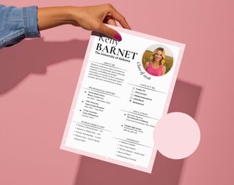 Pastel Pink Sorority Canva Template | Sorority Resume with Photo, Sorority Cover Letter, Mood Board, Rush Business Card, PNM Thank You Note