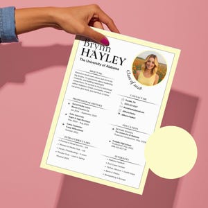 Modèle de toile jaune beurre de sororité | CV avec photo, lettre de motivation sororité, tableau d'ambiance, carte de visite urgente, remerciement PNM