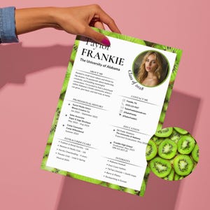 Modèle de toile de club d'étudiantes Kiwi | CV avec photo, lettre de motivation sororité, tableau d'ambiance, carte de visite urgente, mot de remerciement PNM