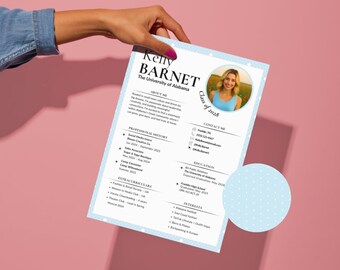 Baby Blue Sorority Canva Template | Sorority Resume with Photo, Sorority Cover Letter, Mood Board, Rush Business Card, PNM Thank You Note